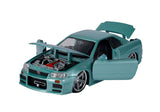 Modell Fast & Furious Nissan Skyline GT-R34 Brian's 2002 grau