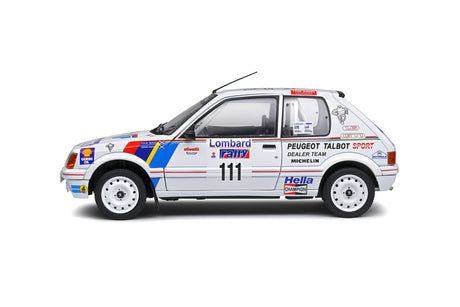 Modell Solido Peugeot 205 GTI Colin McRae im Maßstab 1:18, Lombard Rallye 1988