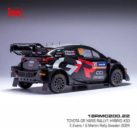 IXO Toyota GR Yaris Rally1 Hybrid #33 Modell im Maßstab 1:18 – Rally Sweden 2024, Evans/Martin