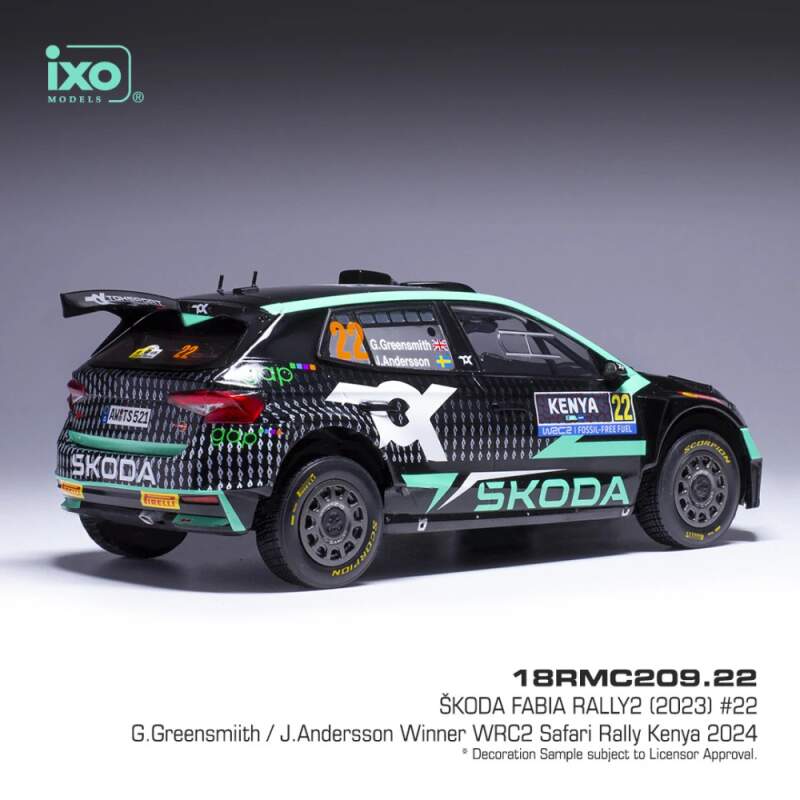 IXO Škoda Fabia Rally2 model, WRC, Safari Rally Kenya 2024, #22