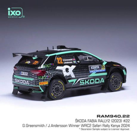 Modell IXO Škoda Fabia Rally2 #22 Greensmith/Andersson, WRC Safari Rallye Kenia 2024