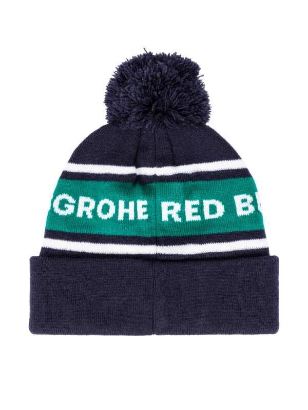 Wintermütze mit Bommel Red Bull Bora Hansgrohe dunkelblau mit Logo