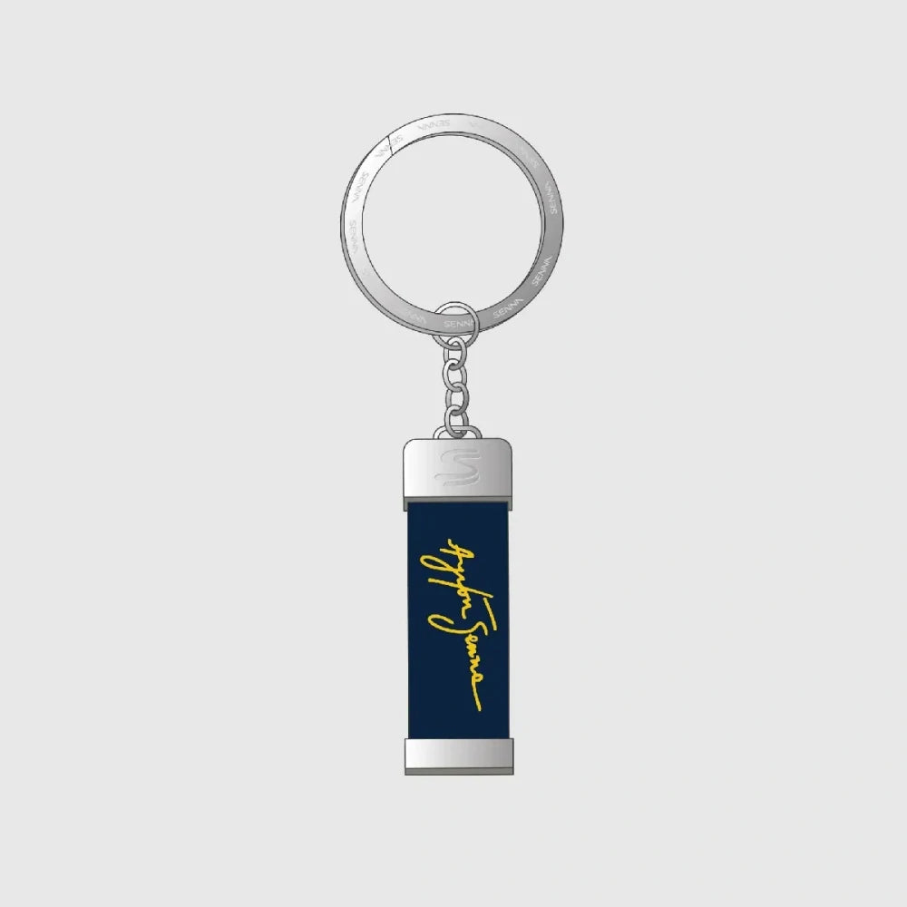 Ayrton Senna Signature Keyring – Navy