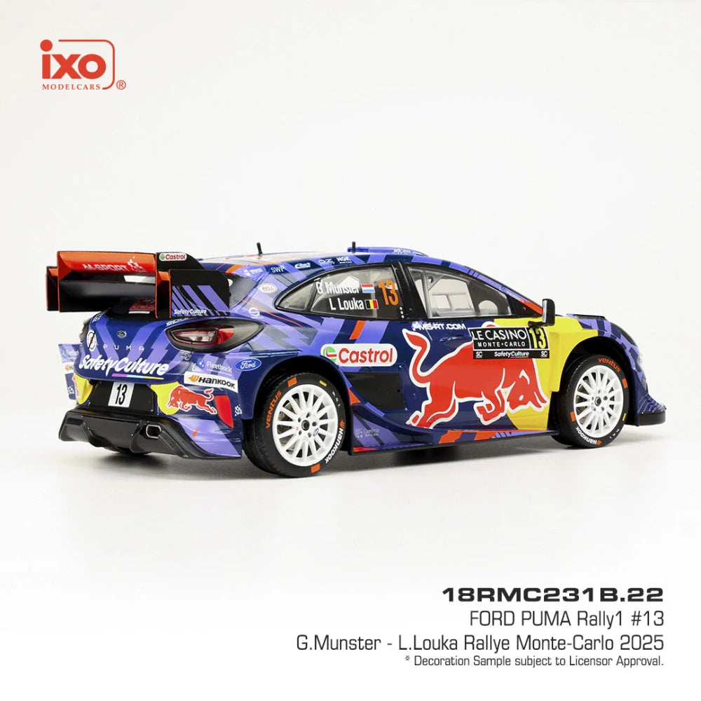 IXO Ford Puma Rally1 #13 G. Munster Modell im Maßstab 1:18 – Rallye Monte-Carlo 2025
