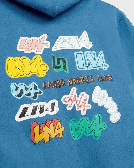 Lando Norris LN4 STICKER Kinder-Hoodie – Blau