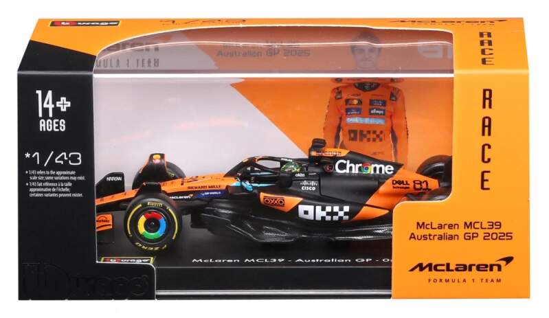 Model McLaren F1 MCL39 BBurago #81 Oscar Piastri 2025 1:43 Signature